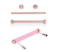 MAMBASNAKE Custom CNC Aluminium Coiled Aviator Cable Fixed Rod-Or Rose | Enrouleur de Câble USB-C Enroulé, Barre de Poids de Câble D'aviateur, Poteau de Gestion de Câble Spiralé pour Clavier, 7.68In