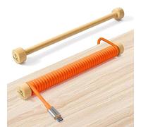 MAMBASNAKE Custom CNC Bambou Coiled Aviator Cable Fixed Rod-Brun | Enrouleur de Câble USB-C Enroulé, Barre de Poids de Câble D'aviateur, Poteau de Gestion de Câble Spiralé pour Clavier, 7.68In
