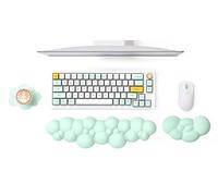 MAMBASNAKE Ensemble clavier et souris avec repose-poignet Cloud avec sous-verre, coussin de soutien ergonomique en mousse à mémoire de forme avec base antidérapante, soulagement de la douleur -vert