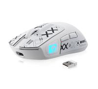 MAMBASNAKE M4 Superlight Souris Gamer sans Fil, 24000 DPI, 53g Ultra-Léger Souris Gaming, Capteur PixArt PAW3311, RGB Logo, Batterie 400 mAh, 2,4GHz/Bluetooth/Filaire, Grip Tape, for PC/Mac, Blanc