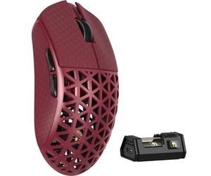 MAMBASNAKE M5 Ultra Souris de Jeu sans Fil en Fibre de Carbone 8000Hz, Jusqu'à 42 000 DPI, Capteur PAW3950 Max, Ultra-légère de 39g, Puce Nordic 52840, 2,4GHz/BT/Filaire, pour PC/Xbox/Mac - Rouge