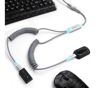 MAMBASNAKE X ATTACK SHARK C08 Câble Clavier Spirale 2-En-1 Type-C, 8KHz Rapid Trigger, Lumière RGB Magnétique, Prise Aéronautique Acier 4 Broches, Câble Transfert Données USB C Vers USB A (Gris)