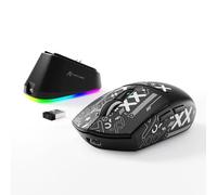 MAMBASNAKE x Attack Shark G3PRO Souris de Jeu avec Station d'accueil Magnétique, BT/2.4G sans Fil/Filaire, Capteur PixArt PAW3311, 59g Légère, 25000 DPI Lightspeed Gamer, PC/Mac-Noir avec Ruban