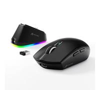 MAMBASNAKE x Attack Shark G3PRO Souris de Jeu avec Station d'accueil Magnétique, BT/2.4G sans Fil/Filaire, Capteur PixArt PAW3311, 59g Légère, 25000 DPI Lightspeed Gamer, Souris de Bureau PC/Mac-Noir