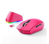 MAMBASNAKE x Attack Shark G3PRO Souris de Jeu avec Station d'accueil Magnétique, BT/2.4G sans Fil/Filaire, Capteur PixArt PAW3311, 59g Légère, 25000 DPI Lightspeed Gamer Souris, PC/Mac-Rouge Baies
