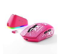 MAMBASNAKE x ATTACK SHARK G3PRO Souris de Jeu avec Station D'accueil Magnétique, BT/2.4G Sans Fil/Filaire, Capteur PixArt PAW3311, 59g Légère, 25000 DPI LIGHTSPEED Gamer Souris- Rouge Baies avec Ruban