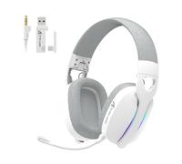 MAMBASNAKE x Attack Shark L90 Casque de Jeu sans Fil Ultra-léger et Flottant, Son Surround 7.1, BT5.3/2.4Ghz/Filaire, RGB, Haut-parleurs en néodyme de 40 mm, pour PC/PS4/PS5/Switch/Xbox-Blanc