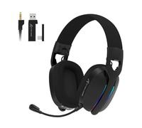 MAMBASNAKE x Attack Shark L90 Casque de Jeu sans Fil Ultra-léger et Flottant, Son Surround 7.1, BT5.3/2.4Ghz/Filaire, RGB, Haut-parleurs en néodyme de 40 mm, pour PC/PS4/PS5/Switch/Xbox-Noir
