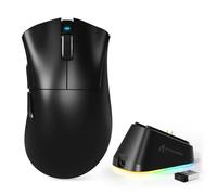 MAMBASNAKE x Attack Shark V3PRO Souris de Jeu sans Fil avec Station de Recharge Magnétique, Capteur PAW3311, BT/2,4 GHz/USB-C, Poids Plume de 62 g, 500 mAh, 25 000 DPI pour PC/Mac-Noir