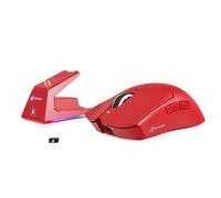 MAMBASNAKE x Attack Shark X1 Souris Gaming Légère avec Station de Charge, 49g Ultra-légère, Mice de Office Filaire/sans Fil BT/2,4G, Capteur PixArt PAW3395 Pro 40K PPP pour PC/Mac/Win11/PS - Rouge