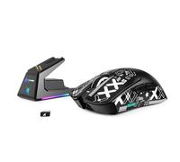 MAMBASNAKE x Attack Shark X1 Souris Gaming Légère avec Station de Charge, 49g Ultra-légère, Mice de Office Filaire/sans Fil BT/2,4G avec Grip Tape, Capteur PixArt PAW3395 Pro 40K PPP, PC/Mac - Noir