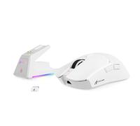 MAMBASNAKE x Attack Shark X1 Souris Gaming Légère avec Station de Charge, 49g Ultra-légère, Mice de Office Filaire/sans Fil BT/2,4G, Capteur PixArt PAW3395 Pro 40K PPP pour PC/Mac/Win11/PS - Blanc