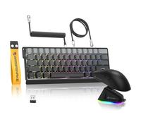 MAMBASNAKE x Attack Shark X60HE Clavier sans Fil à Rapid Trigger et Souris Gaming X11 avec Câble Spiralé 8K, 0,01mm RT Magnetic Switch QWERTY 60% Clavier RGB, Souris à Capteur PAW3311 22K DPI - Gris