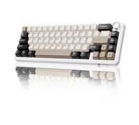 MAMBASNAKE X Attack Shark X66 Clavier de Jeu Mécanique sans Fil 65% Knob | 66 Touches Gasket Hot Swap RGB, BT/2.4G/USB-C, Switch Linéaire, Keycaps PBT, QWERTY, pour Win/Mac, White Cheese