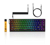 MAMBASNAKE x Attack Shark X68HE Clavier mécanique à déclenchement Rapide avec Interrupteur magnétique, actionnement réglable de 0,01 mm, Clavier de Jeu Filaire 60% avec câble spiralé, 8000 Hz(Noir)