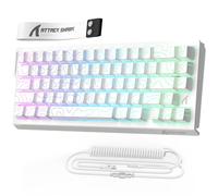MAMBASNAKE x Attack Shark X68HE Clavier mécanique à déclenchement Rapide avec Interrupteur magnétique, actionnement réglable de 0,01 mm, Clavier de Jeu Filaire 60% avec câble spiralé(Contours Blancs)