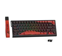 MAMBASNAKE X Attack Shark X68PRO HE Clavier Gaming sans Fil 65% Rapid Trigger,BT/2.4G/Filaire,Interrupteur Magnétique 0,01mm RT,8KHz,Point d'Actuation Réglable,5000mAh,RGB,pour PC/Mac-Contours Rouges