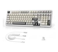 MAMBASNAKE x Attack Shark X98 Clavier mécanique sans Fil 102 Touches avec câble spiralé, trimode 2,4 GHz/BT/USB-C, Switch linéaire remplaçable à Chaud, RGB, NKRO pour Windows/Mac (Blanc)