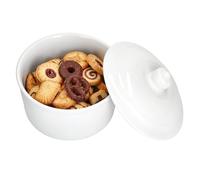 MamboCat Anna Boîte à biscuits avec couvercle I 960 ml I Boîte à biscuits ronde blanche I Boîte de conservation en porcelaine pour pâtisseries, chocolats et biscuits I Rangement élégant pour le