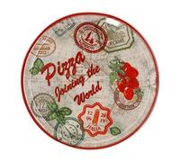 MamboCat Assiette à pizza Rome rouge I Ø 31,5 cm - Grande assiette avec motifs et inscription I Décorée I pour pizza ou pour présenter I Porcelaine I Plat de service