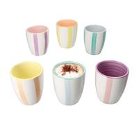 MamboCat Beach Pastello Stripes Lot de 6 tasses à moka - 150 ml - Petites tasses sans anse en faïence pour 6 personnes - Rayures pastel et décor tourbillon - Pour expresso, matcha, etc.