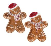 MamboCat Candyman Lot de 2 assiettes à biscuits bonhomme en pain d'épice I (L x l) 22 x 17 cm I Assiette d'hiver en faïence I Assiette de Noël pour biscuits, collations et pâtisseries I Avent