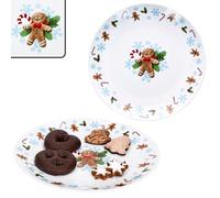 MamboCat Candyman Lot de 2 grandes assiettes à gâteau en porcelaine avec décor de Noël bleu glacé I Assiettes de service pour biscuits, gâteaux et l'Avent