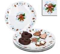 MamboCat Candyman Lot de 4 grandes assiettes à gâteau en porcelaine avec décor de Noël bleu glacé I Assiettes de service pour biscuits, gâteaux et l'Avent