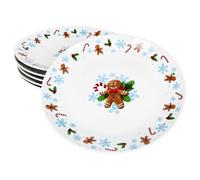 MamboCat Candyman Lot de 6 assiettes à gâteau I Petites assiettes à petit-déjeuner en porcelaine pour 6 personnes avec décor de Noël bleu glacé I Vaisselle pour Noël, l'Avent et Saint-Nicolas