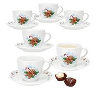 MamboCat Candyman Tasses à café avec soucoupes pour 6 personnes I Service en porcelaine avec décor de Noël bleu glacé pour Noël, Saint-Nicolas et la période de l'Avent