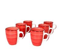 MamboCat Chrissi Lot de 6 tasses à café Rouge 300 ml I Noël I 6 personnes I Tasses en faïence pour boissons chaudes I Tasses à thé rondes avec décor abstrait I Vaisselle à café