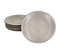 MamboCat CLAY Lot de 6 assiettes à dessert en grès, grises, diamètre : 21,5 cm, avec décor tourbillon, pour 6 personnes, petites assiettes pour salade, dessert, amuse-bouches, etc.