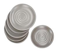 MamboCat CLAY Lot de 6 assiettes plates grises I Ø 27,5 cm I Assiettes plates en faïence I Gris avec décor tourbillon I Pour 6 personnes I Grandes assiettes pour plats principaux pour barbecue