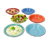 MamboCat Colour Power Capri Lot de 6 assiettes à soupe colorées I Vaisselle robuste en faïence pour 6 personnes I Design rétro - Vaisselle colorée en 6 superbes couleurs I Grandes assiettes creuses
