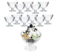 MamboCat DIAMOND Lot de 12 coupes à glace bombées avec pied en verre I 220 ml I Verres coniques avec structure diamant pour dessert, petites salades et fruits