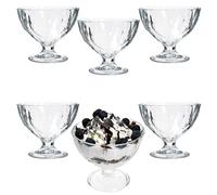 MamboCat DIAMOND Lot de 6 coupes à glace bombées avec pied en verre I 220 ml I Verres coniques avec structure diamant pour dessert, petites salades et fruits