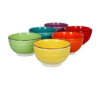 MamboCat Ensemble de 6 Bols à céréales Bol de Service uni coloré 650 ML Bol à Dessert en grès Plats Glaces salades de Fruits Snacks Petit-déjeuner Buffet