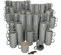 MamboCat Event Lot de 120 tasses à café, 250 ml, en porcelaine grise, avec anse pour 120 personnes, empilables pour boissons chaudes comme le thé, le cacao, le latte macchiato et autres I Vaisselle à
