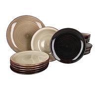 MamboCat Grey 18 pièces Set d'assiettes grises Robuste vaisselle en faïence grise pour 6 personnes 6 assiettes plates assiettes creuses petites assiettes à gâteaux assiettes grises