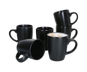 MamboCat Kattegat Lot de 6 tasses à café, 250 ml, noir mat, pour 6 personnes, en faïence, pour boissons chaudes telles que le thé, le café et bien d’autres, vaisselles à thé, rondes
