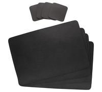 MamboCat Kimara Lot de 8 sets de table marron I 4 sets de table et 4 dessous de verre I Aspect cuir I Sets de table en cuir synthétique I Lavables pour cuisine et salle à manger