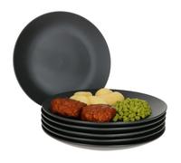 Mambocat Lampart Nero 6 pcs. Service d'assiettes plates I noir I assiette plate I Ø 27 cm I grès