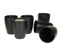 MamboCat Leopard Lampart Lot de 6 tasses à café noires mates en faïence de style ethnique moderne, grandes tasses à café et à thé sans anse