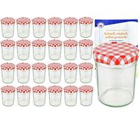 MamboCat Lot 25 bocaux 230 ml couvercle rouge blanc carreaux Diamant Gelierzauber (français non garanti) pots confiture