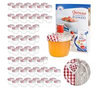 MamboCat Lot de 100 bocaux en verre 230 ml, couvercle à visser, cœur en bois rouge à carreaux, livret de recettes inclus, pour faire des conserves