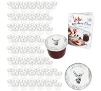 MamboCat Lot de 100 bocaux en verre de 230 ml avec couvercles à visser Alois Cerf I Bocaux de conservation + couvercles TO 82 + livret de recettes gratuit I Bocaux de conservation et conservation I
