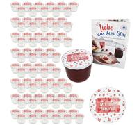 MamboCat Lot de 100 bocaux en verre de 230 ml avec couvercles à visser faits avec amour I Bocaux de conservation + to 82 couvercles avec recette de sucre diamant I Bocaux de conservation et