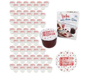 MamboCat Lot de 100 bocaux en verre de 230 ml avec couvercles à visser faits avec amour I Bocaux de conservation + to 82 couvercles avec recette de sucre diamant I Bocaux de conservation et