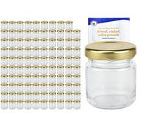 MamboCat Lot de 100 bocaux ronds de 53 ml avec couvercle couleur or to 43 avec livret de recettes Diamant Gelierzauber (français non garanti), bocaux, conserves, bocaux de conservation, mini bocaux en