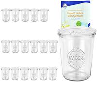 MamboCat Lot de 18 Original Réveil Verre Bocaux en Verre, 850 ML, Bord Arrondi 3/4 L RR100 + Couvercle en Verre + Gratis Recettes, bocaux à Conserve Verre